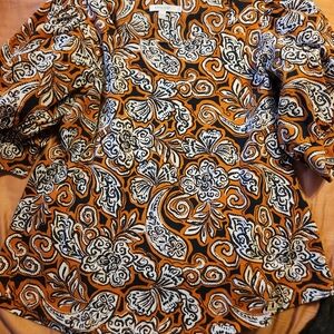 CHICO'S Orange and Black Patterned Women's Top